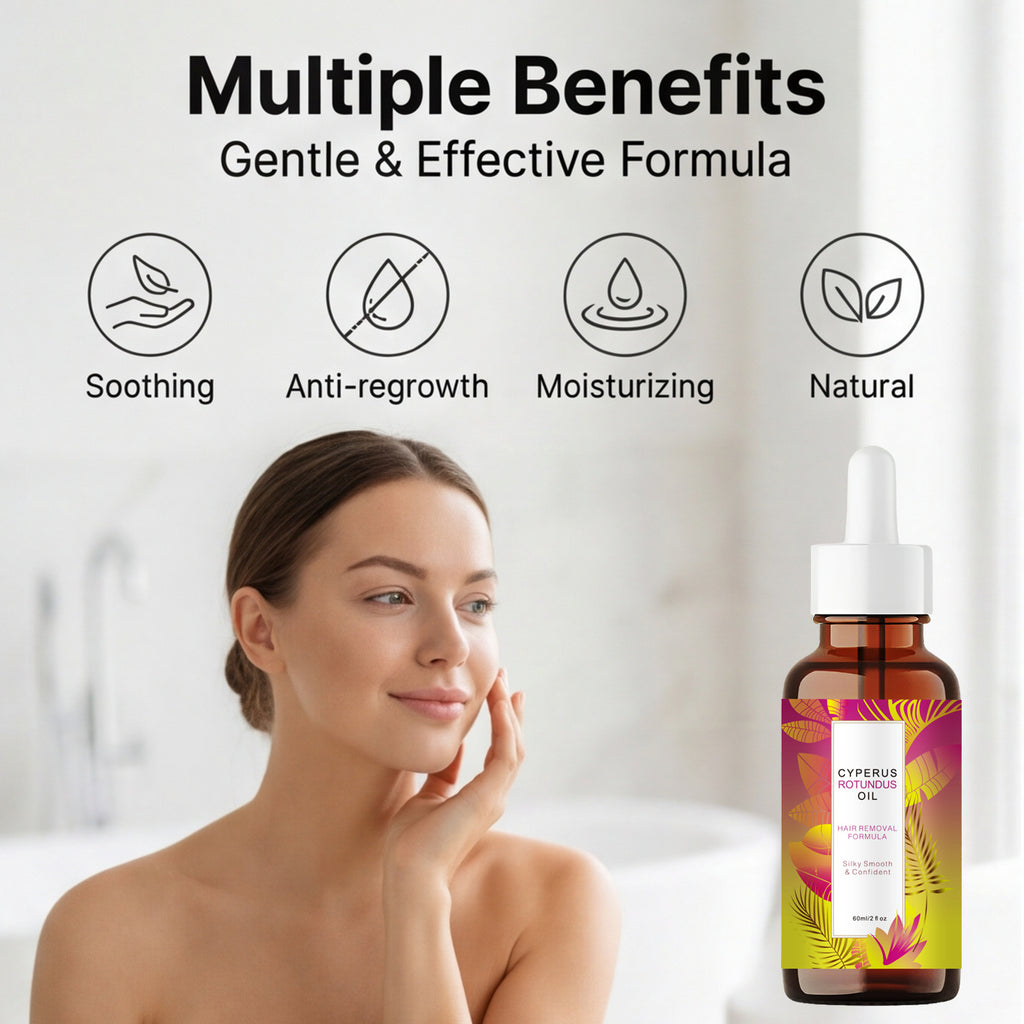 Organic Hair Removal Essential Oil – Natural Cyperus Rotundus Inhibitor for Smooth Skin (60ml)