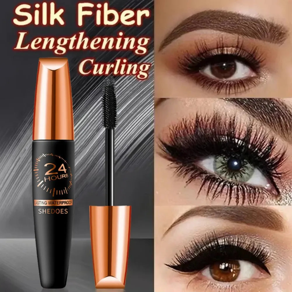 5D Waterproof Mascara Lengthens Eyelashes Extension Black Silk Fiber Mascara Female Makeup Cosmetic Waterproof Mascara