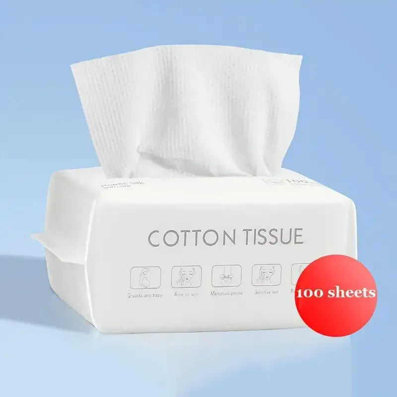 100 Count Ultra-Soft, Gentle, and Effective Facial Cleansing Wipes - Dual-Use, Extractable Dry and Wet, Alcohol-Free, Unscented