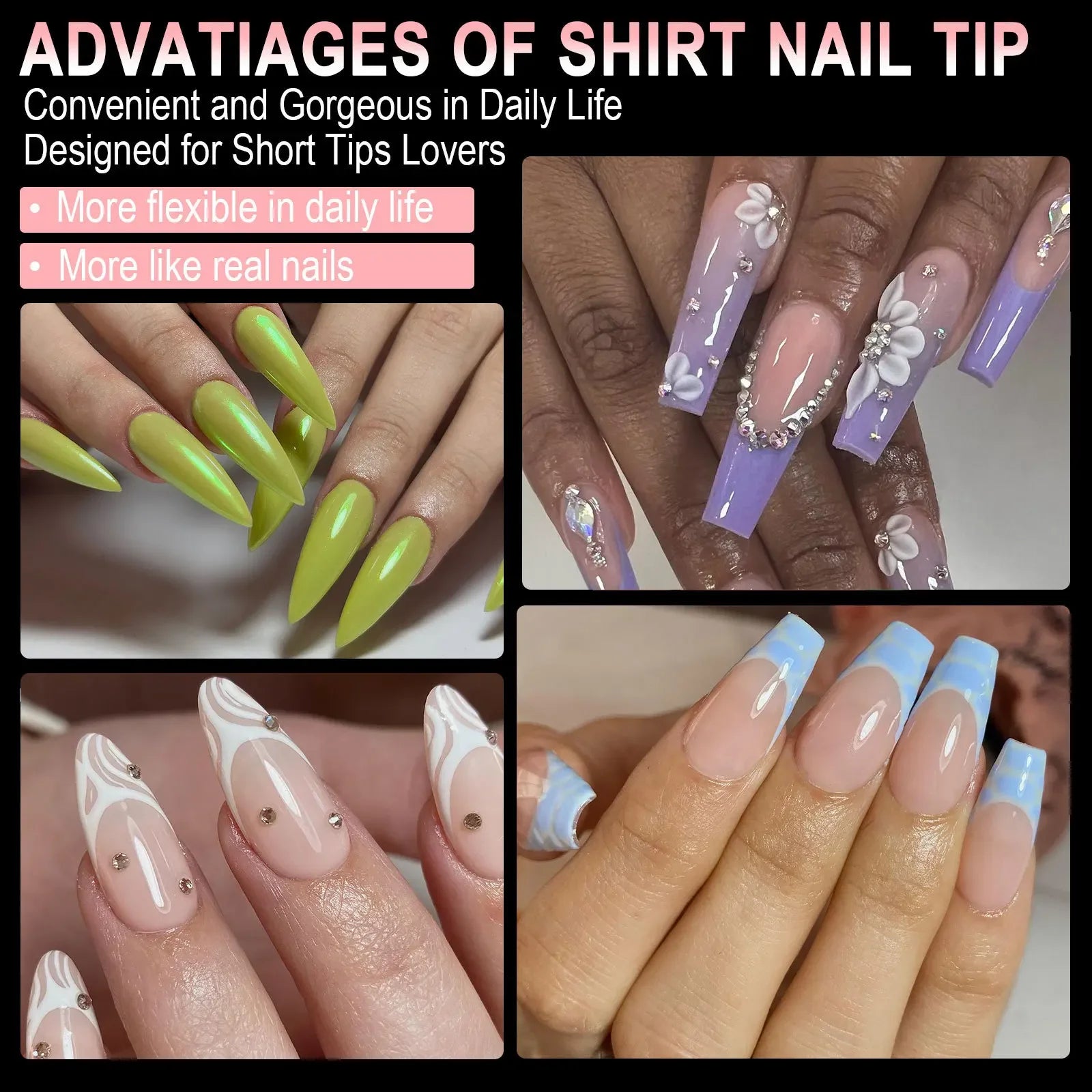 Luxury False Nail Tips Soft Gel Fingertip Semi-matte Capsules Almond French Coffin Full Cover Artificial Fake Nails Extension