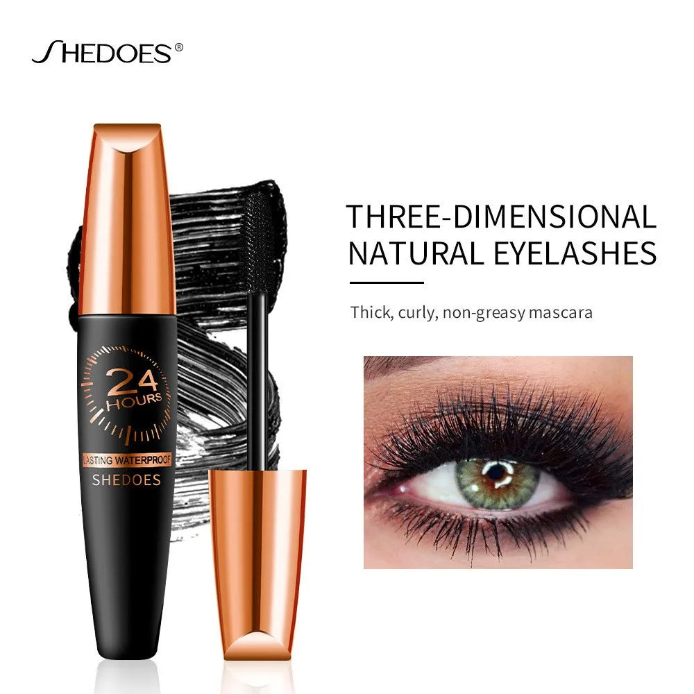 5D Waterproof Mascara Lengthens Eyelashes Extension Black Silk Fiber Mascara Female Makeup Cosmetic Waterproof Mascara