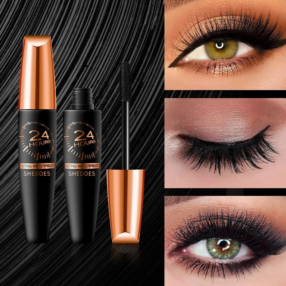 5D Waterproof Mascara Lengthens Eyelashes Extension Black Silk Fiber Mascara Female Makeup Cosmetic Waterproof Mascara