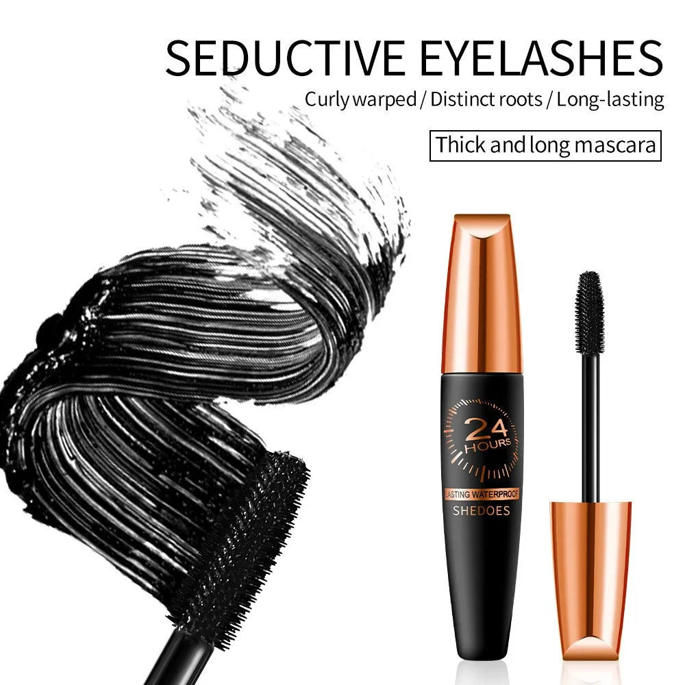 5D Waterproof Mascara Lengthens Eyelashes Extension Black Silk Fiber Mascara Female Makeup Cosmetic Waterproof Mascara