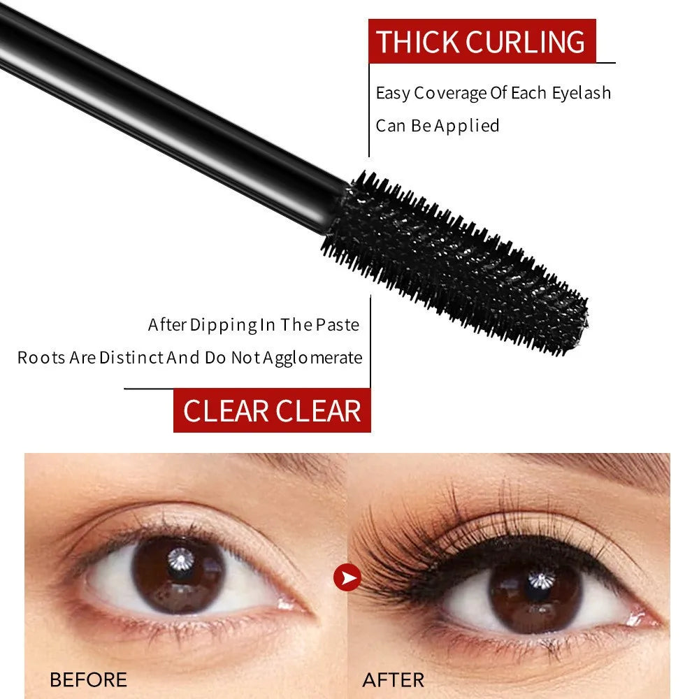 5D Waterproof Mascara Lengthens Eyelashes Extension Black Silk Fiber Mascara Female Makeup Cosmetic Waterproof Mascara