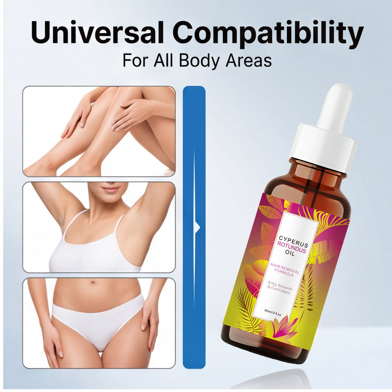 Organic Hair Removal Essential Oil – Natural Cyperus Rotundus Inhibitor for Smooth Skin (60ml)